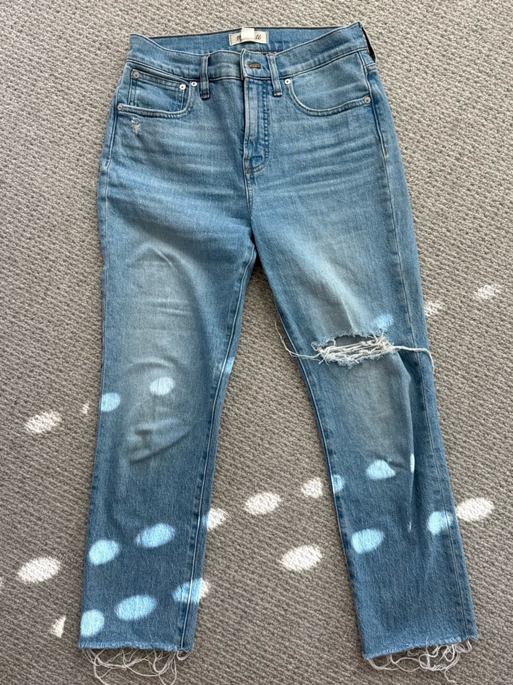 Madewell Light Blue Straight-Leg Jeans with Knee Distress
